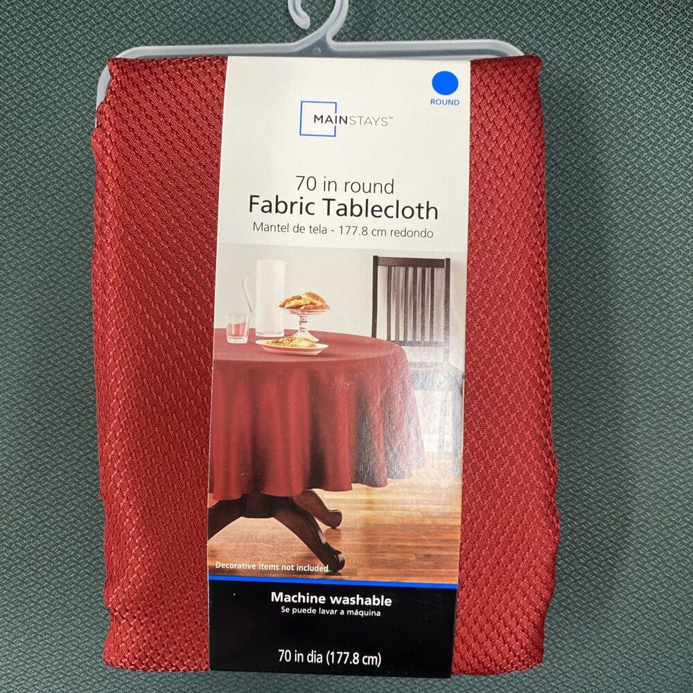 Mainstays Red Sedona Tablecloth 70” Round Polyester Easy Care NEW